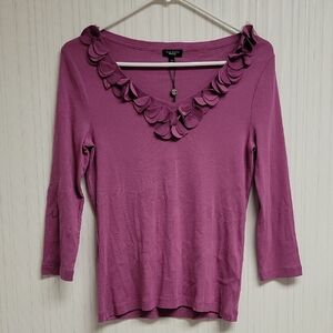Women's Talbots Purple Top with Ruffle Detail XS. New Business Office School